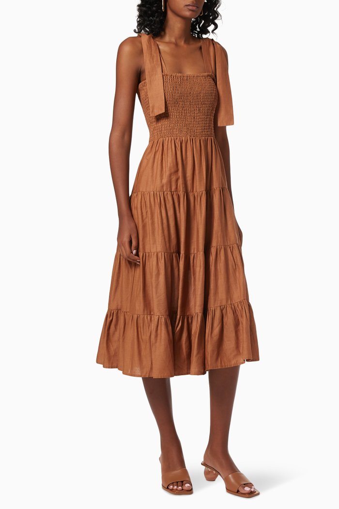 Summer Haze Strap Dress in Cotton, Orange