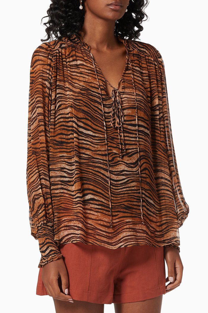 

Tigress Smocked Blouse, Brown