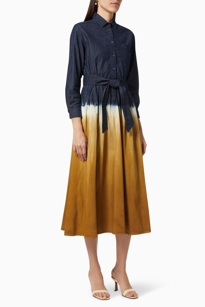 

Dorina Dress in Tie-dye Cotton Denim, Blue