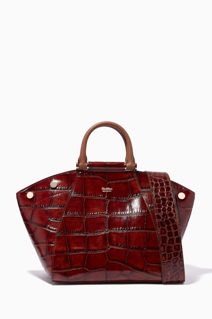 

Anita Handbag in Croc-Embossed Leather, Brown