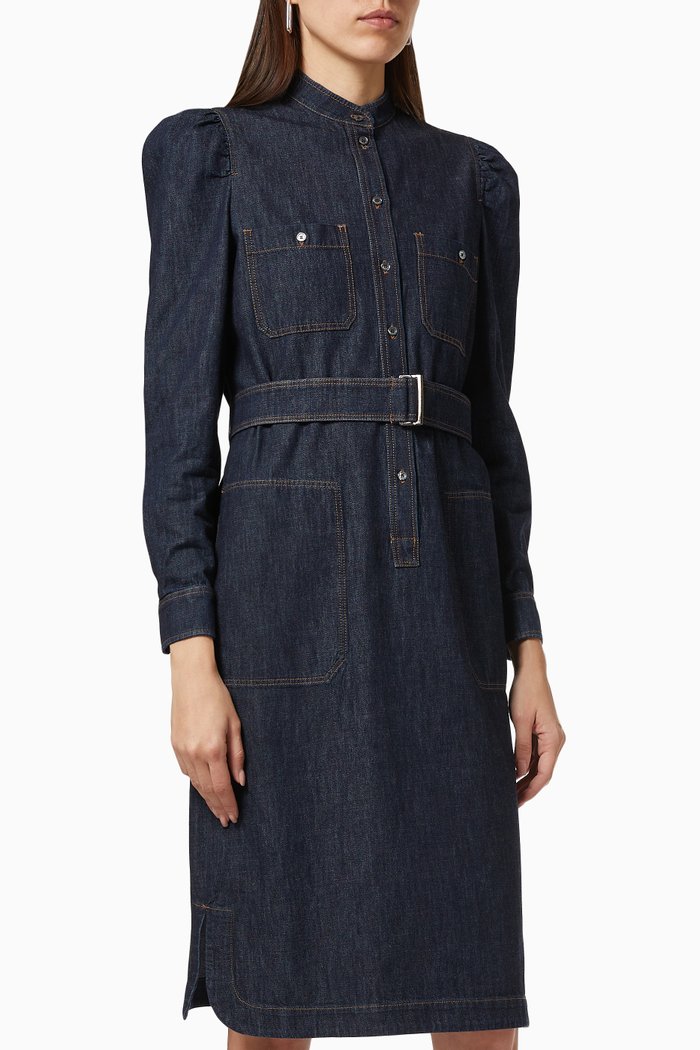 

Brama Dress in Cotton Denim, Blue