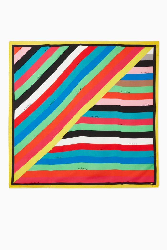 

Bernini Scarf in Striped Silk Twill, Multicolour