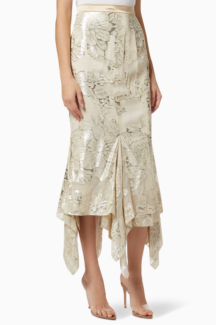 

Aquila Skirt in Floral Jacquard, White