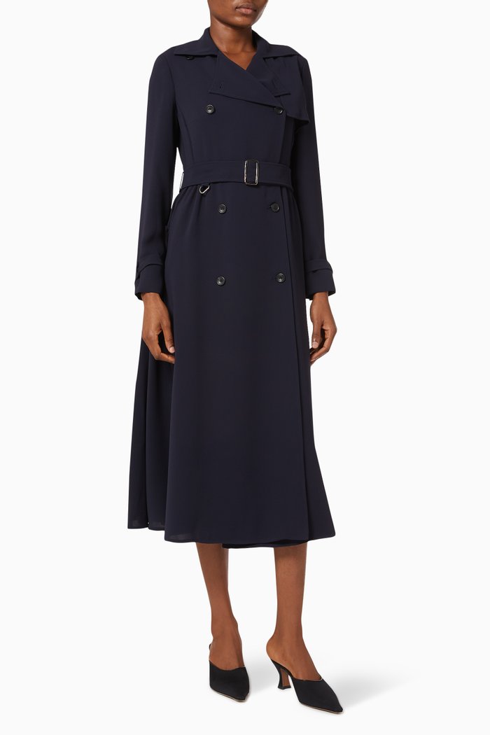 

Piombo Trench Coat Dress with Belt, Blue