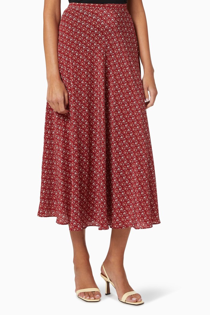 

Essenza Skirt in Silk Crepe de Chine, Red