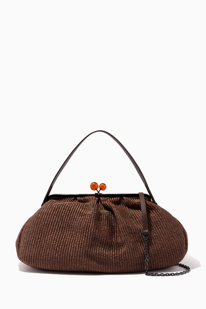 

Nabarro Large Pasticcino Bag in Raffia & Leather, Brown