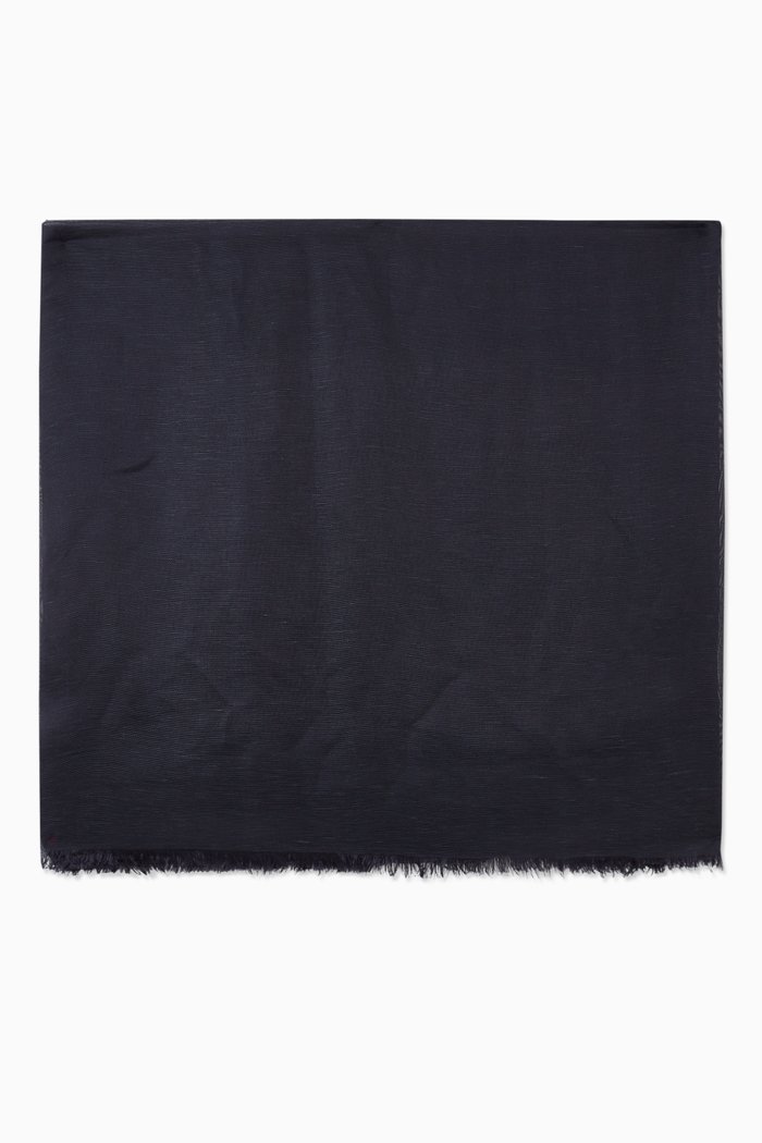 

Kenya Square Scarf in Linen and Silk, Blue
