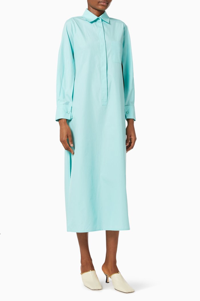 Odile Shirt Dress in Cotton, Blue
