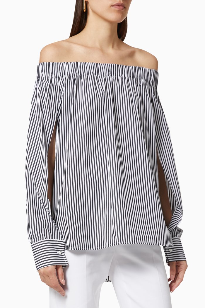 

Seggio Stripe Top in Cotton, Black