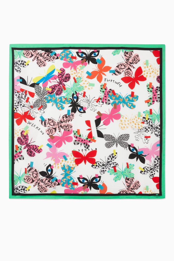 

Bernini Scarf in Flutterflies-print Silk Twill, Multicolour