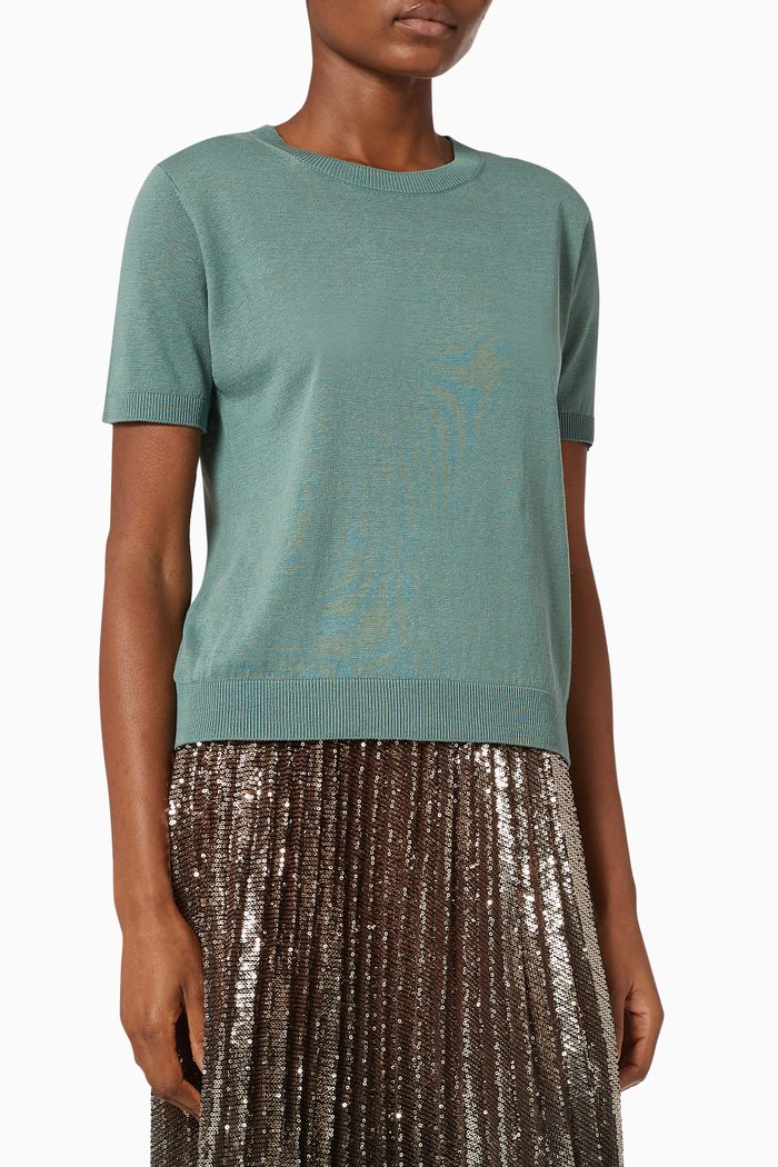 

Garibo Top in Silk Linen Knit, Green