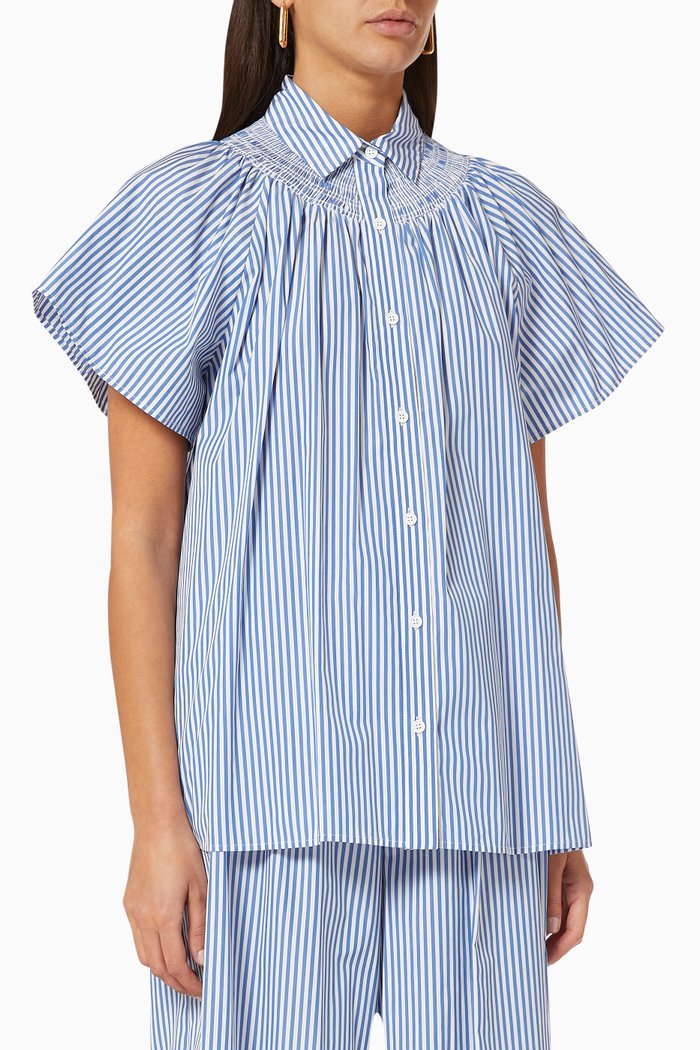 

Coimbra Shirt in Striped Cotton Poplin, Blue