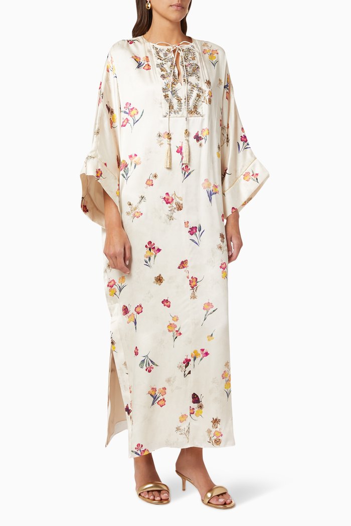 

Pluto Kaftan in Silk, Neutral