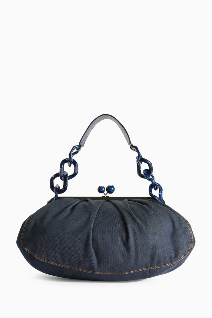 

Raro Large Pasticcino Bag in Organic Cotton Denim, Blue
