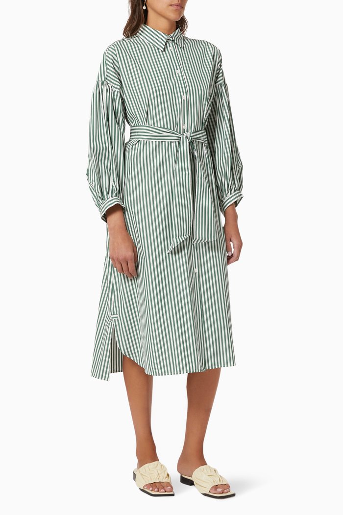 

Ragazza Dress in Striped Cotton Poplin, Green