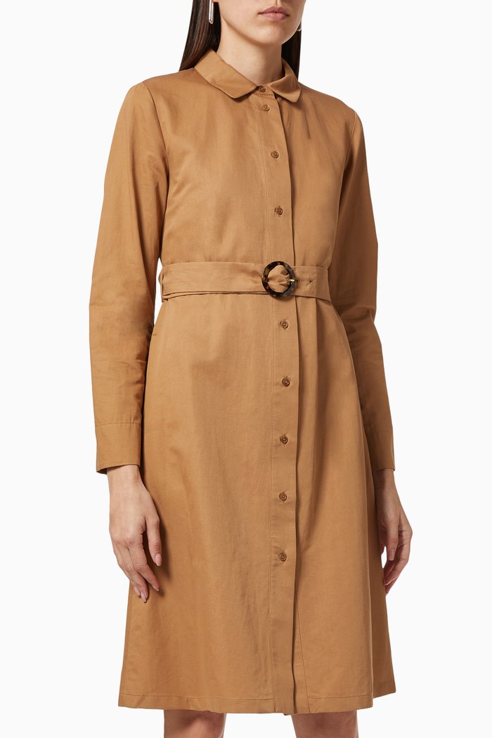 

Tiberio Shirt Dress in Cotton, Brown