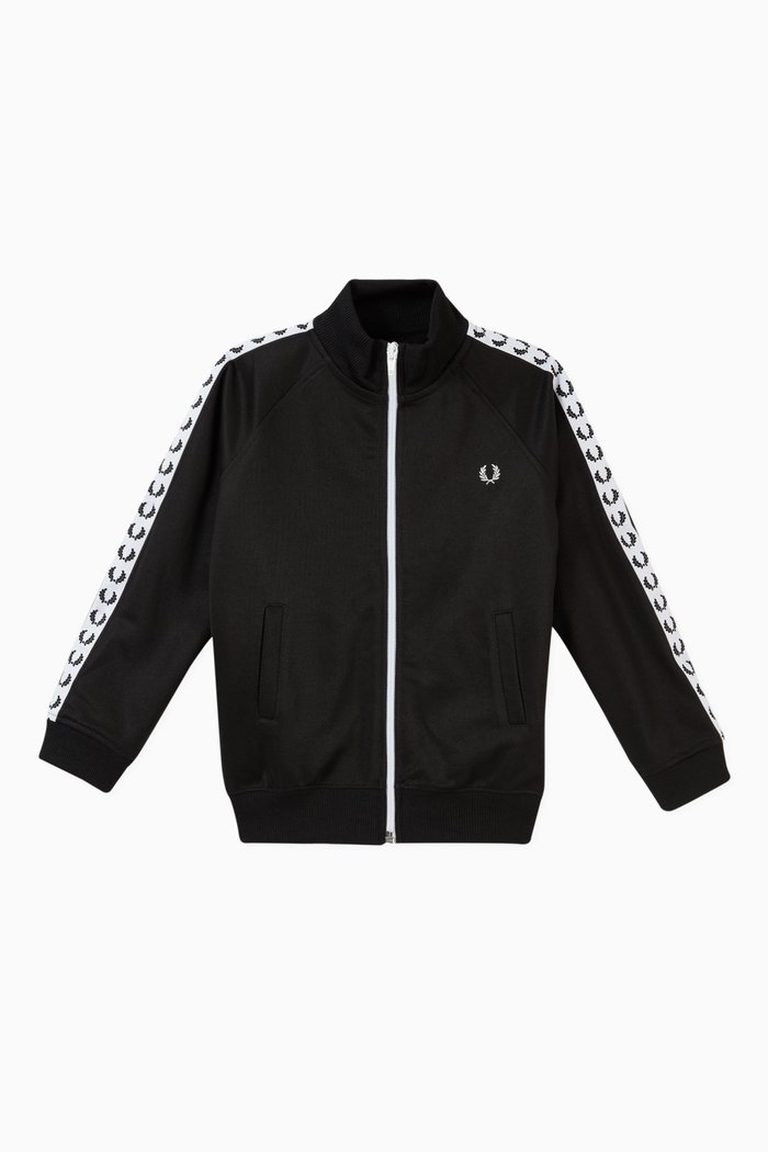

Taped Track Jacket in Cotton Blend Tricot, Black