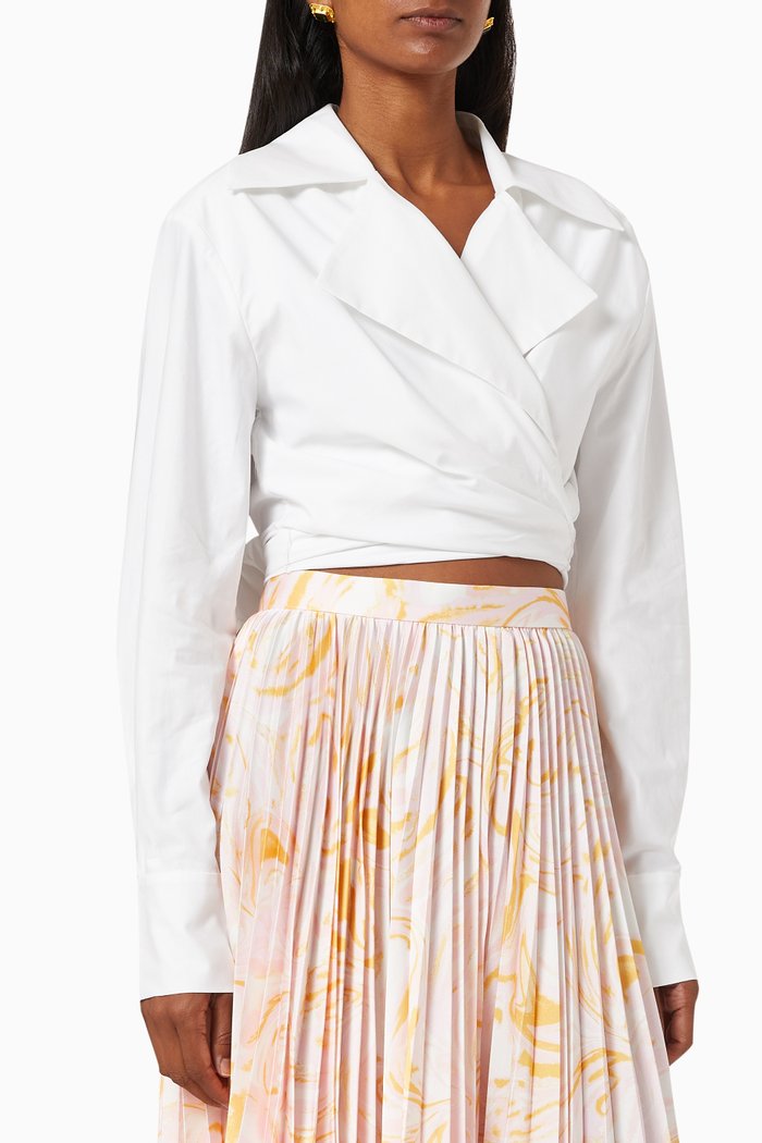 Sherwood Wrap Crop Shirt, White