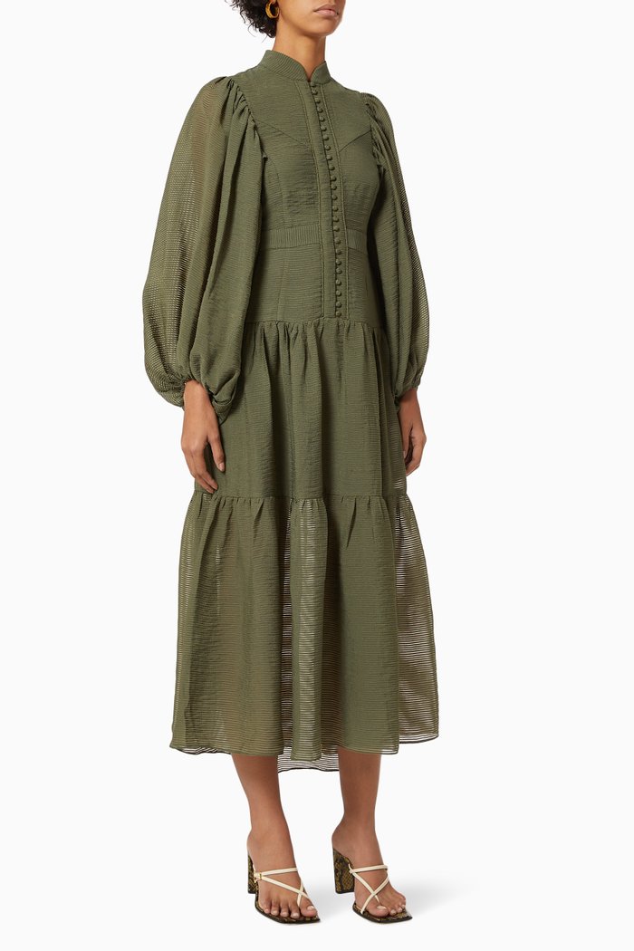 

Charlotte Midi Dress in Cotton, Green