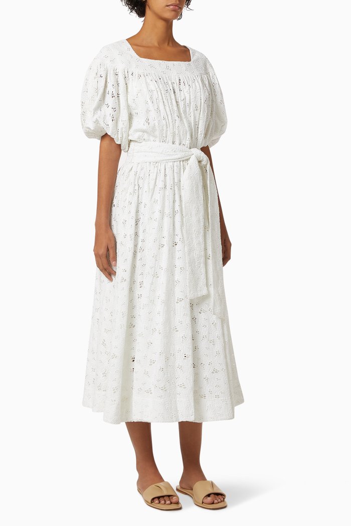 

Agustin Belted Dress in Cotton, White