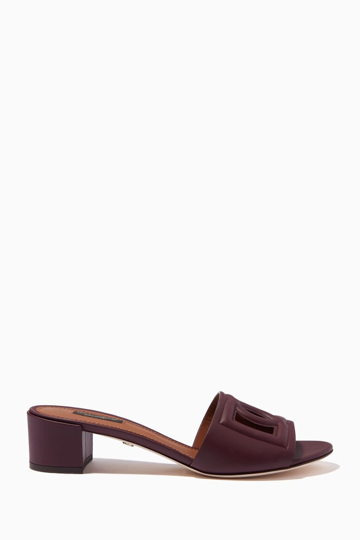 

Bianca 40 Sliders with DG Millenials Logo in Leather, Burgundy