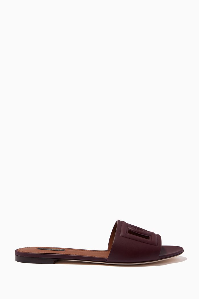 

Bianca Sliders with DG Millenials Logo in Leather, Burgundy