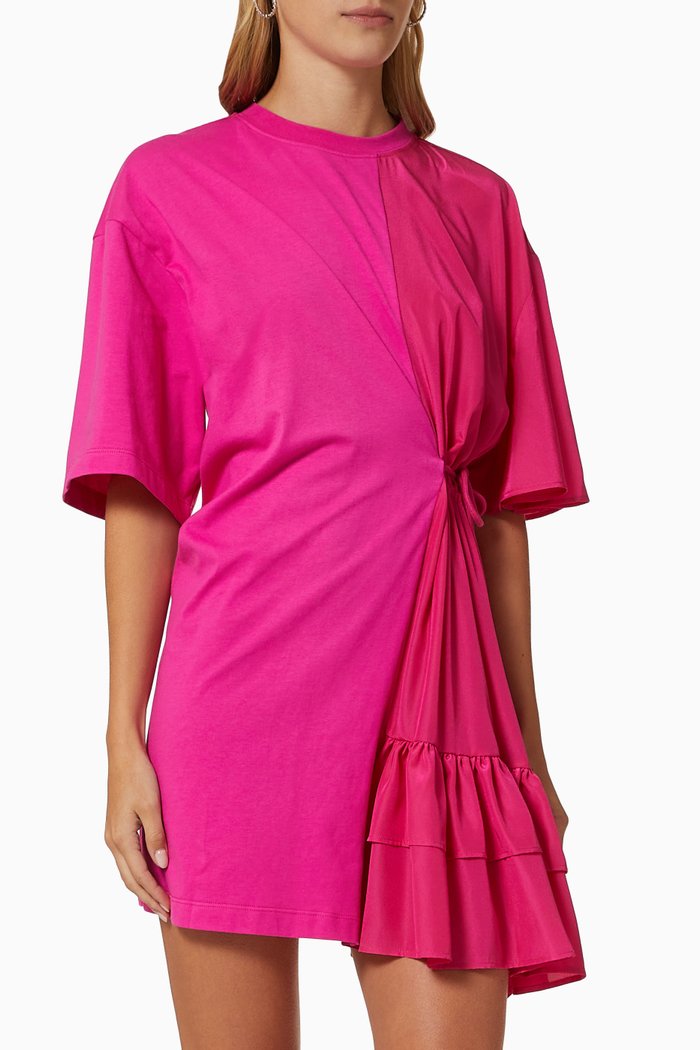 Abito Ruffled T-shirt Mini Dress in Cotton, Pink