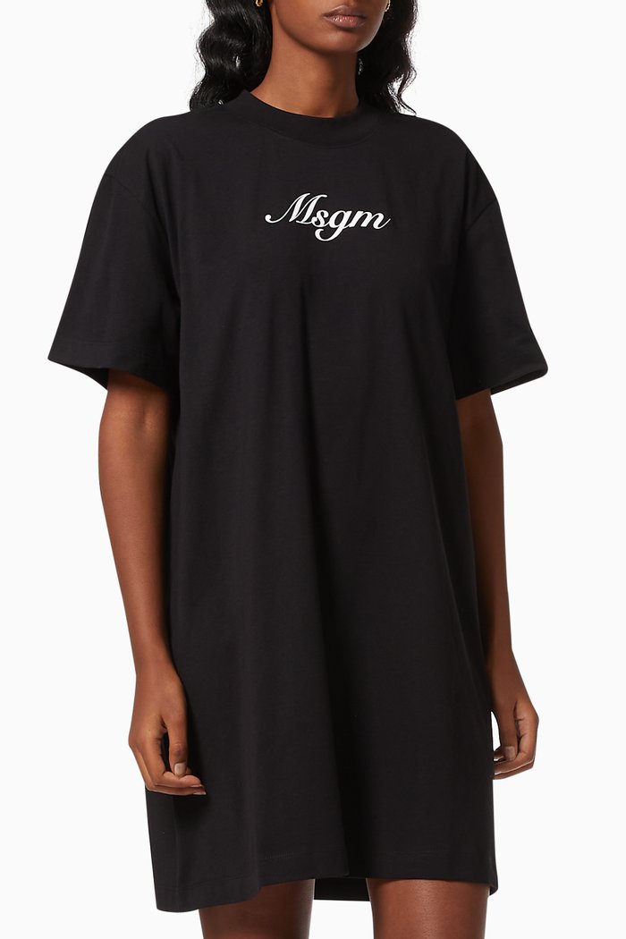 

Abito Logo Dress in Cotton, Black