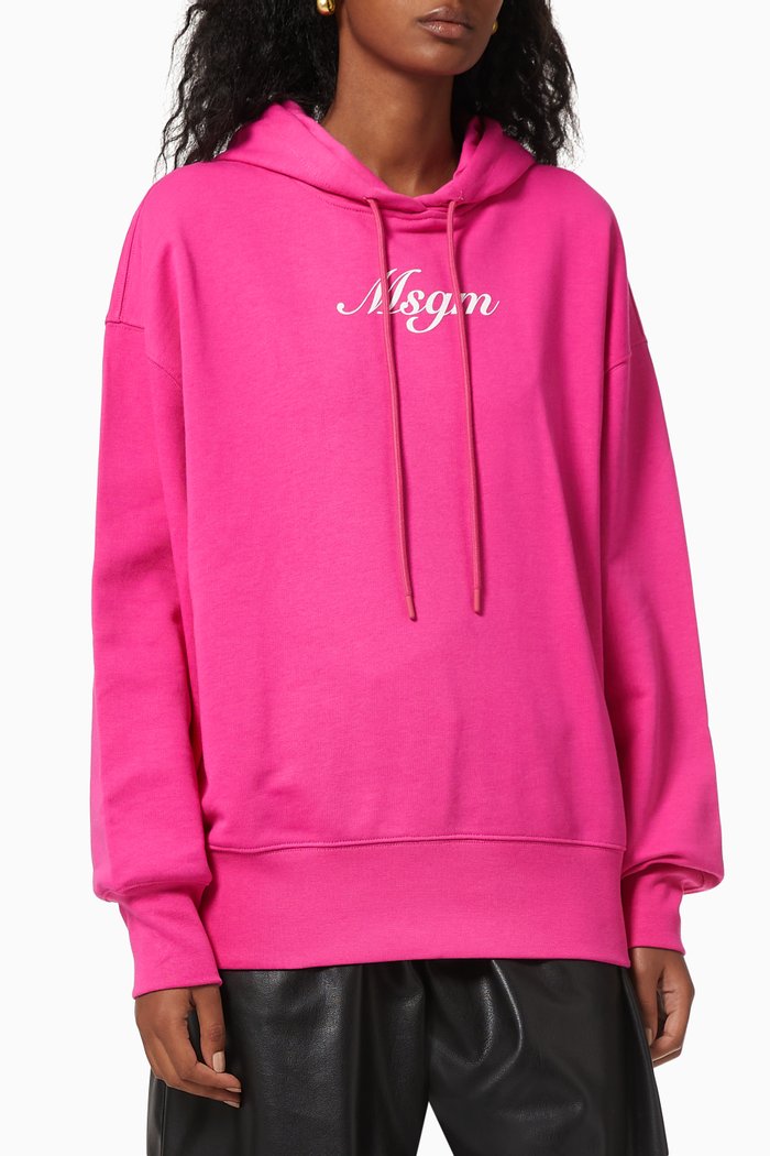 

Logo Hooded Sweatshirt in Cotton, Pink