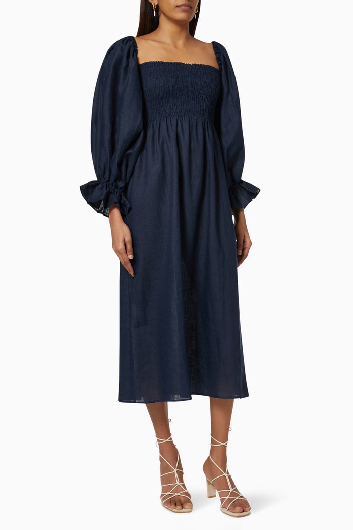 

Atlanta Dress in Linen, Blue