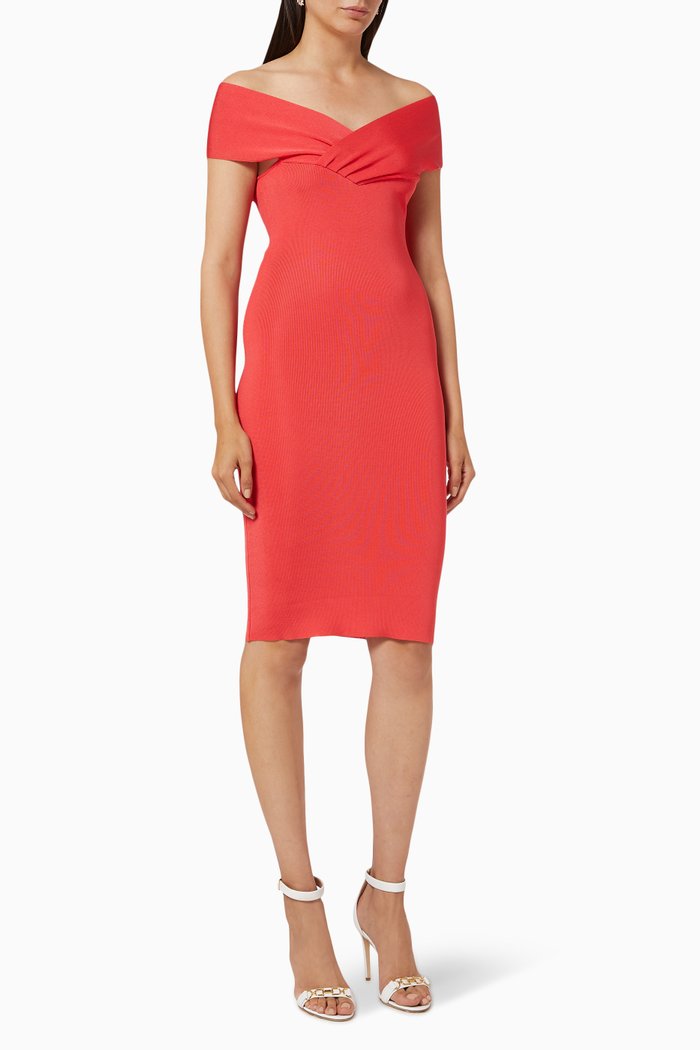 

Pencil Dress in Viscose Micro Knit, Red