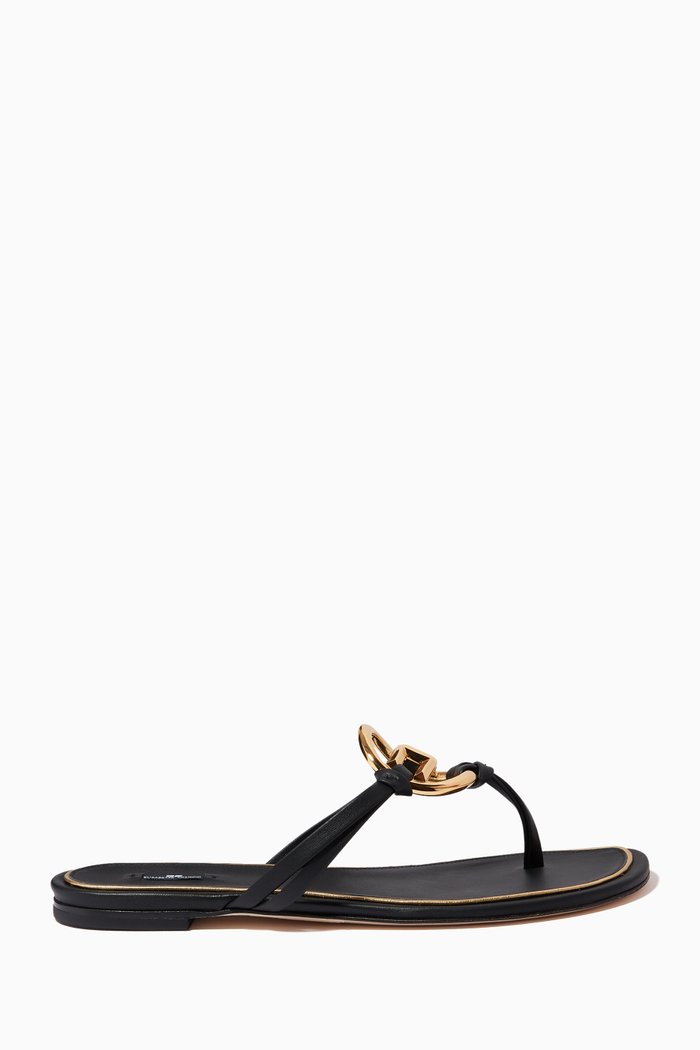 

Logo Flats in Leather, Black