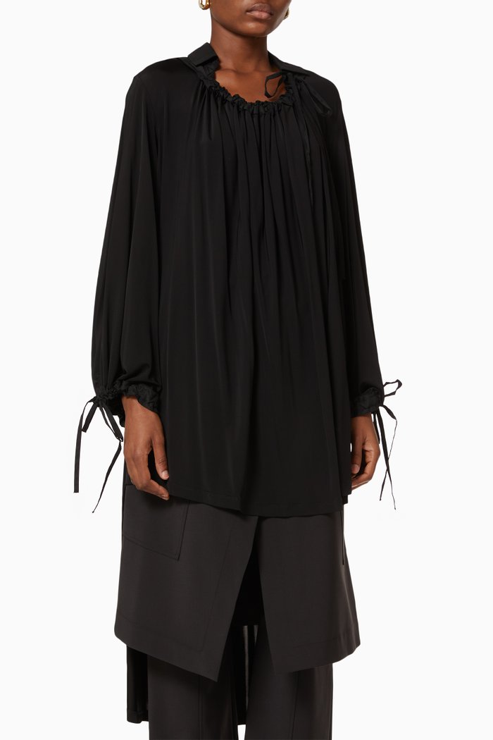 

First Moment Long Shirt in Cotton, Black