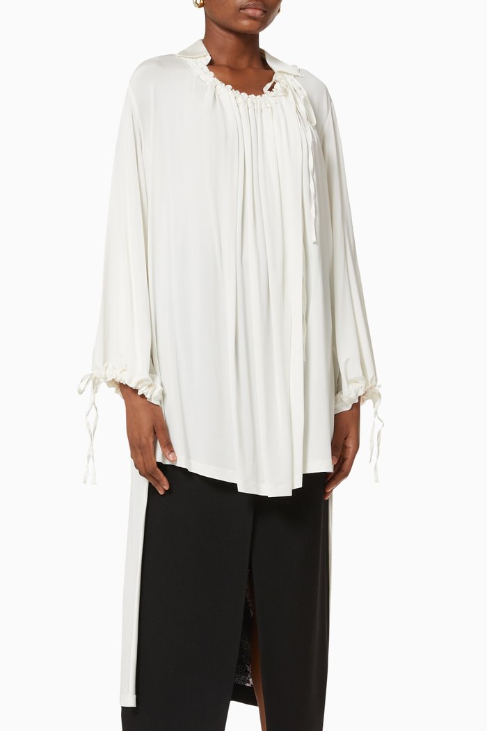 

First Moment Long Shirt in Cotton, Neutral