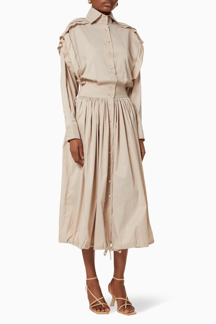 

Bursting Excitement Shirt Dress in Cotton, Neutral