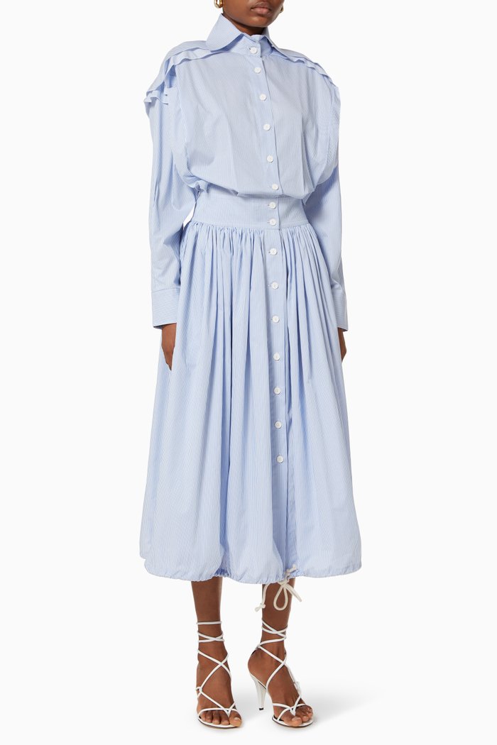 

Bursting Excitement Shirt Dress in Cotton, Blue