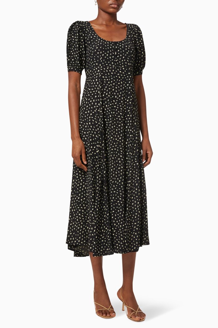 

Morgana Midi Dress in Rayon Crêpe, Black