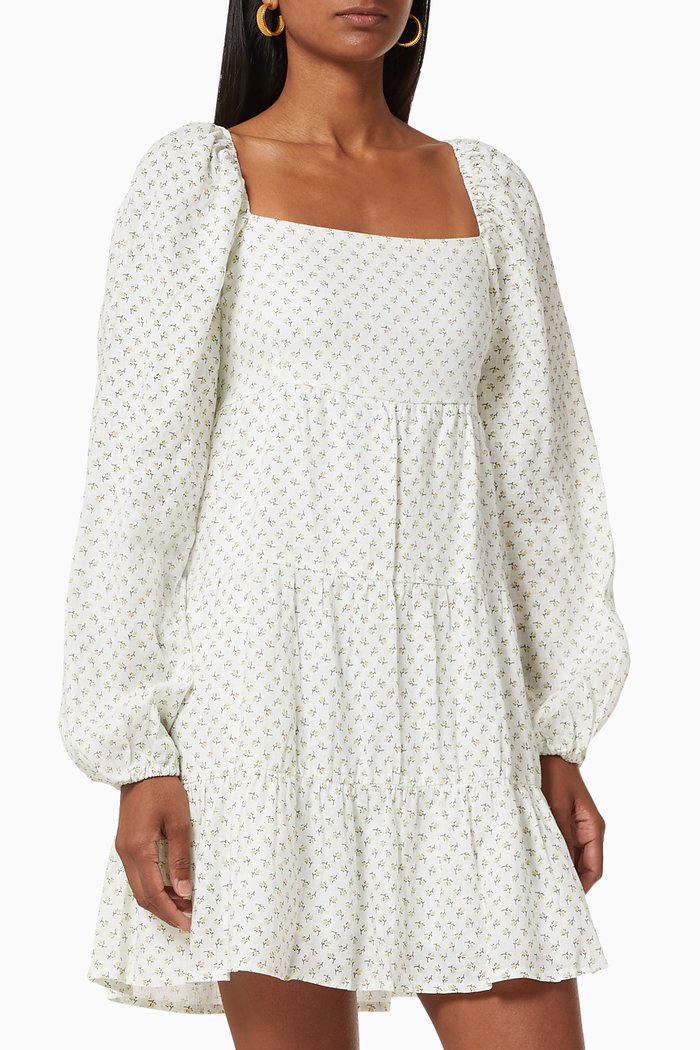 

Morissa Mini Dress in Linen, White