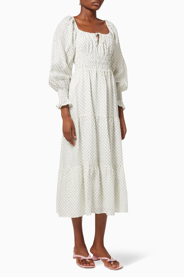 

Dariya Midi Dress in Linen, White