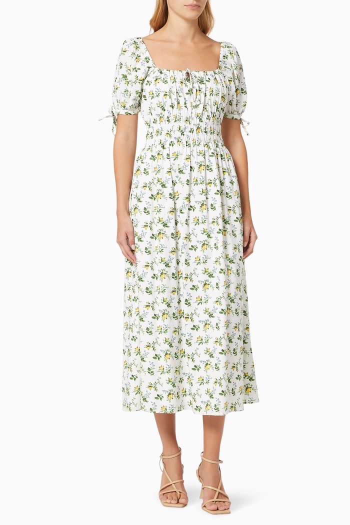 

Flora Midi Dress in Cotton, White