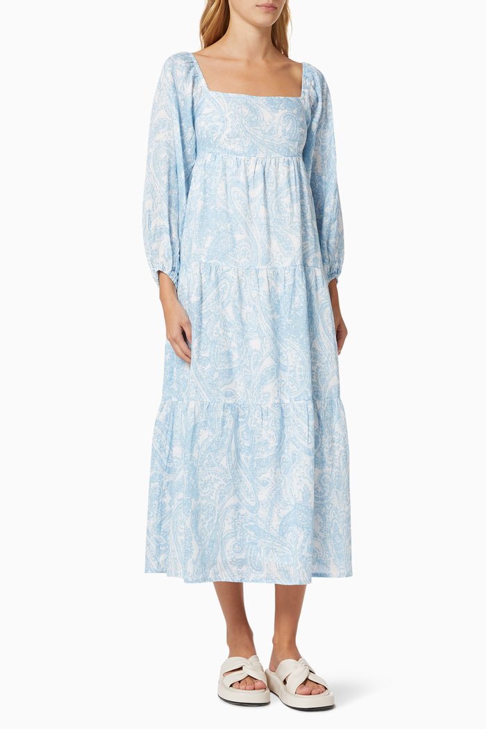 

Alison Midi Dress in Linen, Blue