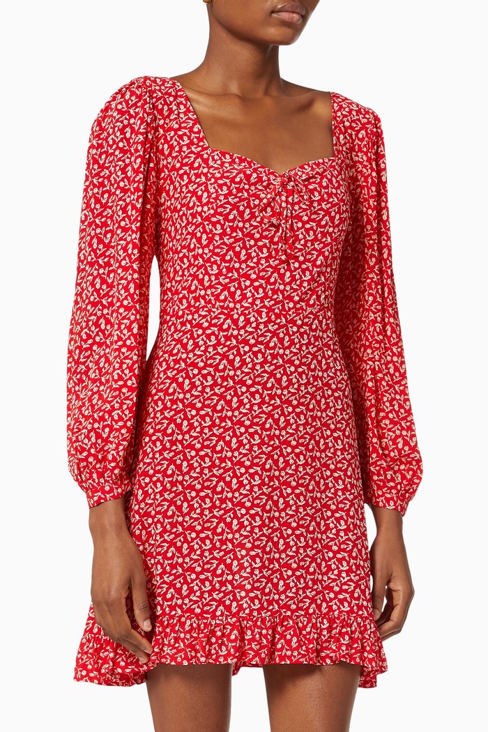 Calla Mini Dress in Rayon Crêpe, Red
