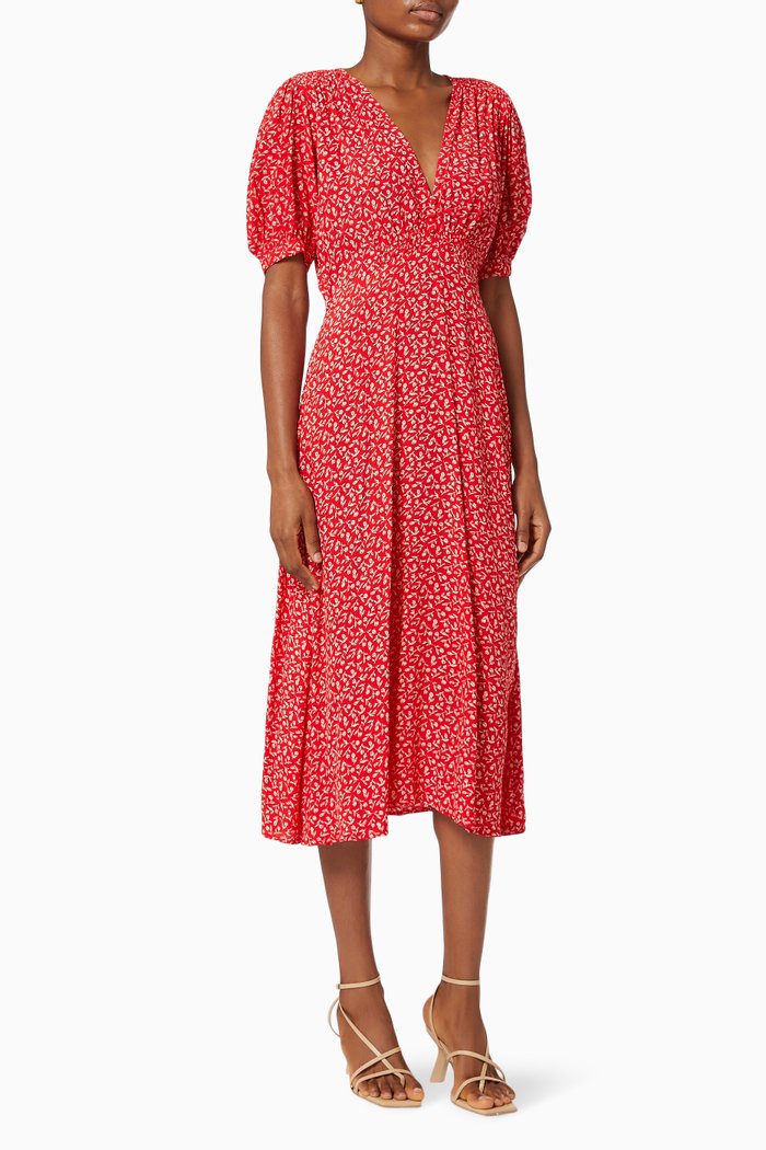 

Sonja Midi Dress in Rayon Crêpe, Red
