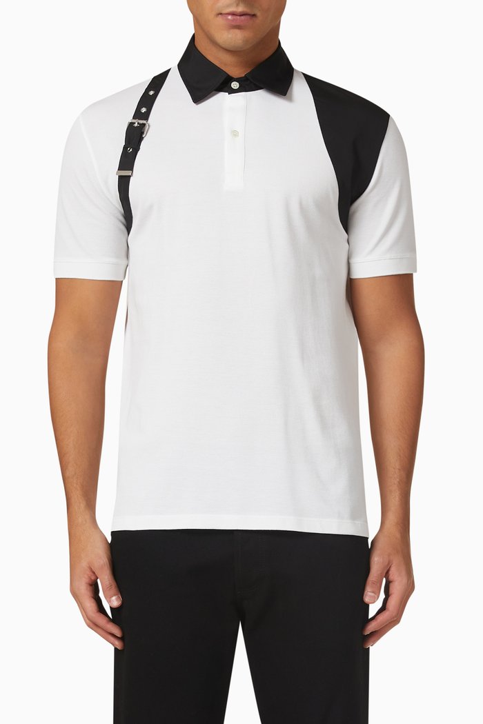 

Harness Polo in Cotton Piqué, White