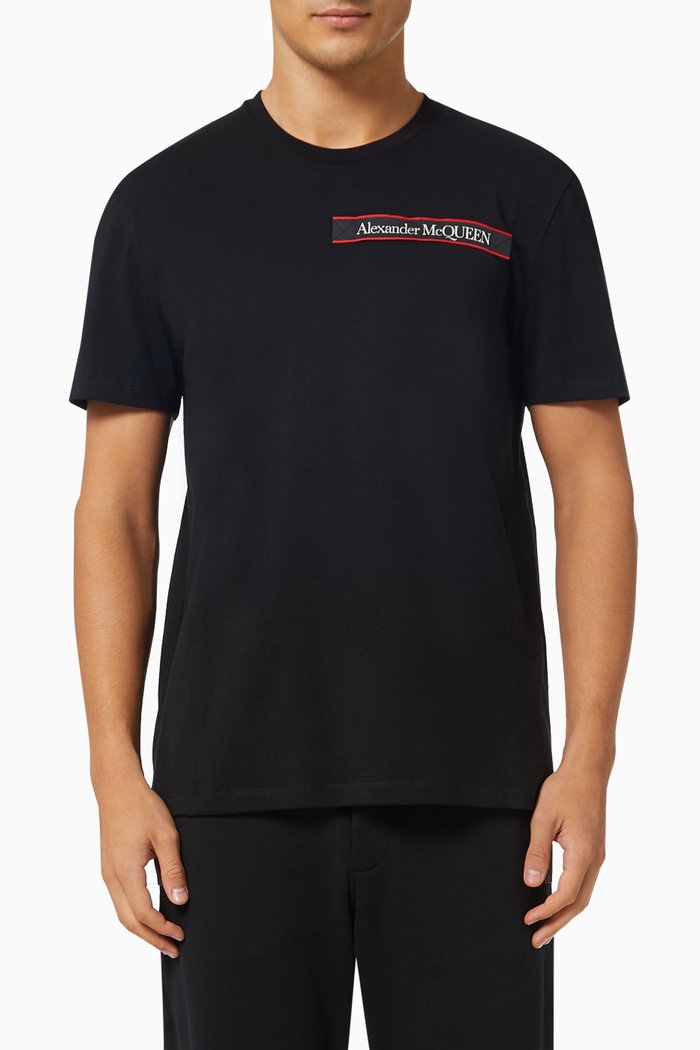 

Selvedge Logo Tape T-shirt in Cotton Jersey, Black