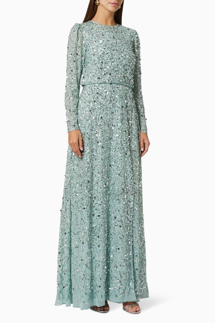 

Maxi Dress with Sequin Embellishments, Blue