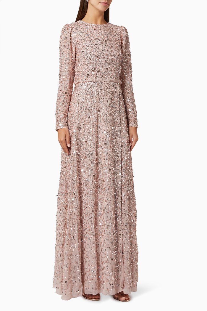 

Maxi Dress with Sequin Embellishments, Pink