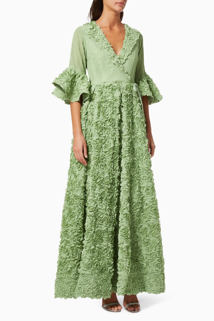 

Floral Embossed Maxi Dress, Green