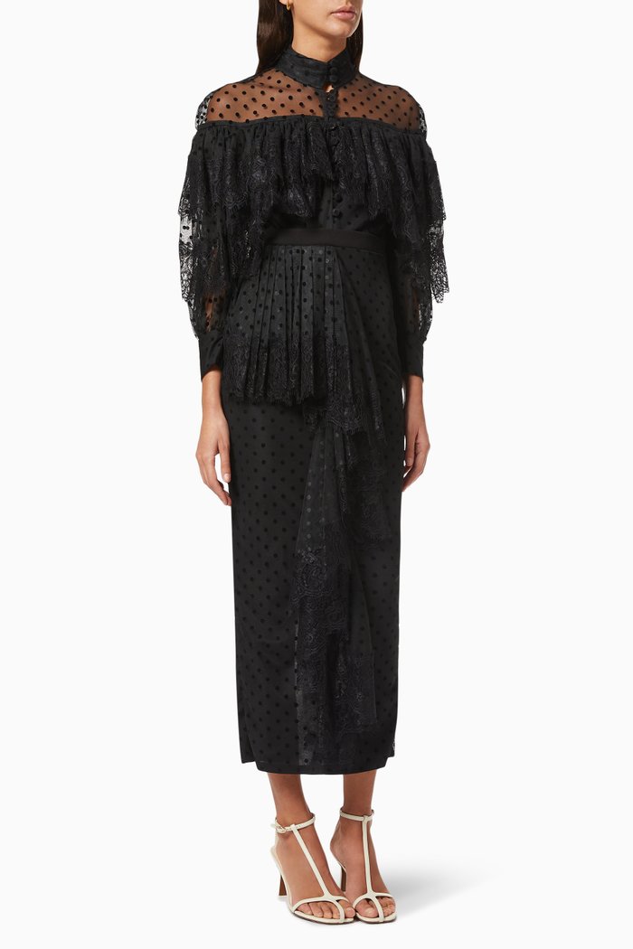 

Polka Dot Dress with Ruffles, Black