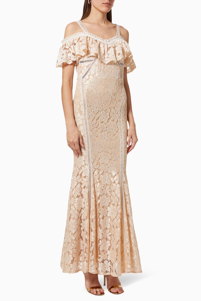 

Lace Frill Dress, White